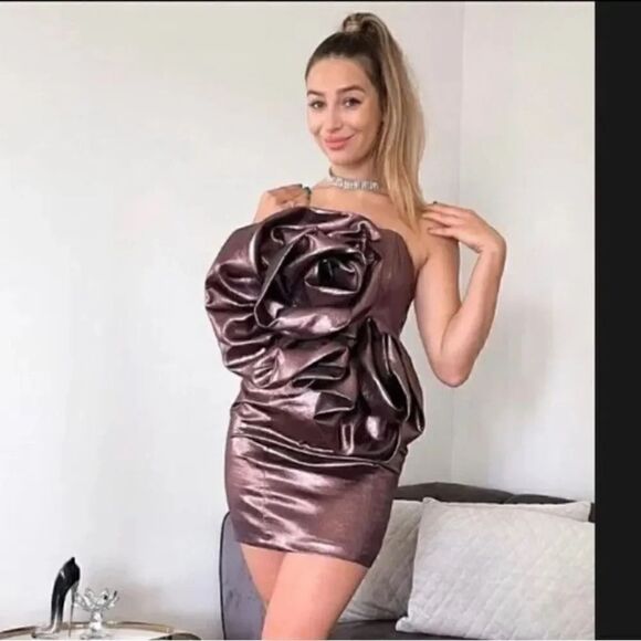 ZARA VOLUMINOUS FLOWER DRESS - Picture 12 of 15